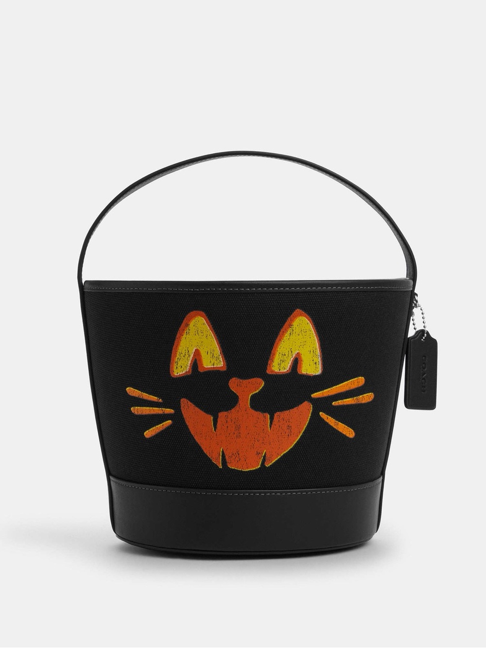 Coach Trick Or Treat Bucket With Halloween Cat In Regenerative Cotton NWT